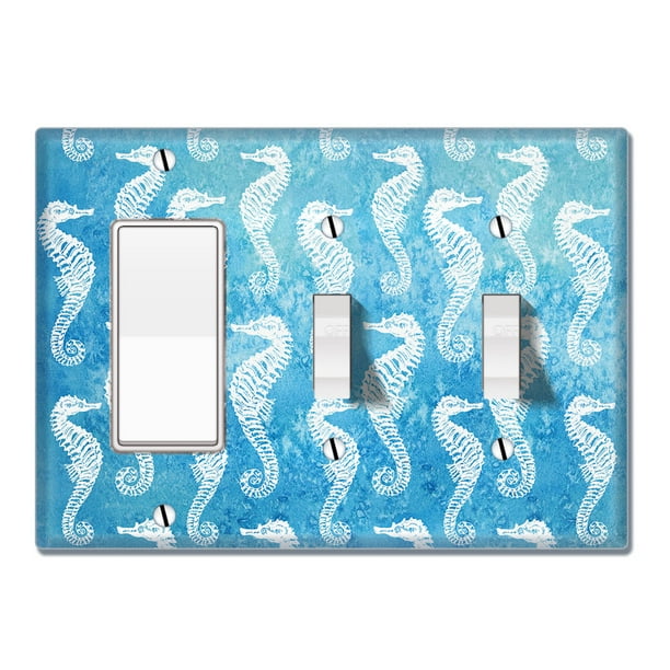 Seahorse WIRESTER Double Gang Toggle Light Switch Plate/Wall Plate Cover Seahorse WIRESTER Double Gang Toggle Light Switch Plate/Wall Plate Cover